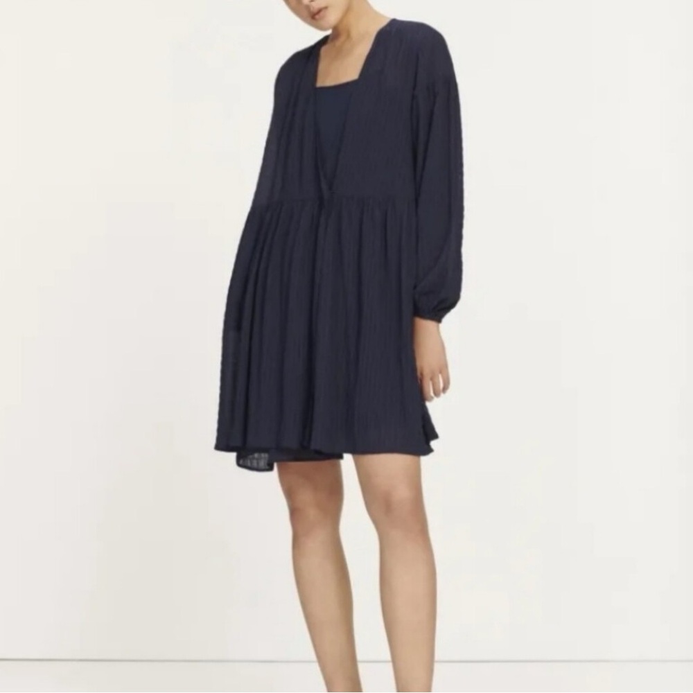 Samsøe Samsøe Jolie Long Sleeve Wrap Dress Dark Navy Size L - Picture 2 of 9